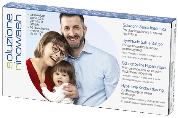 RINOWASH SOLUZIONE SALINA IPERTONICA PER PULIZIA NASO 10 FIALE RICHIUDIBILI X 10 ML - Farmapre