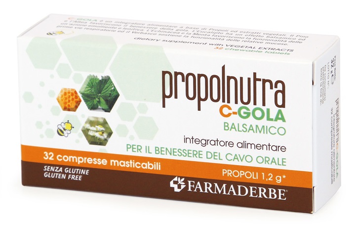 PROPOLNUTRA C GOLA BALSAMICO 32 COMPRESSE MASTICABILI - Farmapre