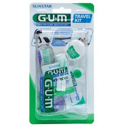 GUM TRAVEL KIT VIAGGIO 1 SPAZZOLINO PIEGHEVOLE GUM TRAVEL + 1 DENTIFRICIO VIAGGIO 12 ML + 1 ROCCHETTO FILO INTERDENTALE 10MT + 2 SCOVOLINI GOMMA GUM SOFT PICKS - Farmapre