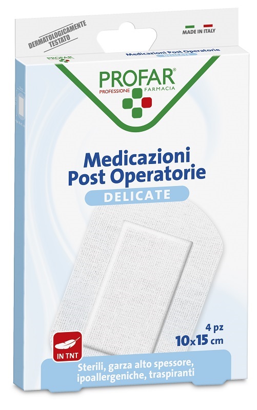 MEDICAZIONE POST OPERATORIA STERILE GARZA ANTIADERENTE 10X15 CM 4 PEZZI PROFAR - Farmapre
