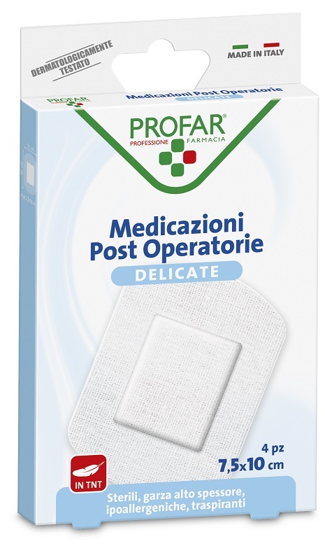 MEDICAZIONE POST OPERATORIA STERILE GARZA ANTIADERENTE 7,5X10 CM 4 PEZZI PROFAR - Farmapre