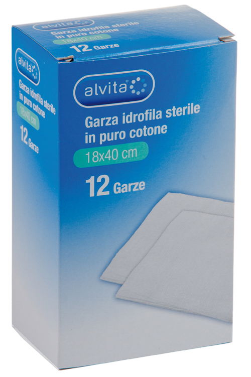 GARZA IDROFILA IN PURO COTONE ALVITA 18X40CM 12 PEZZI - Farmapre