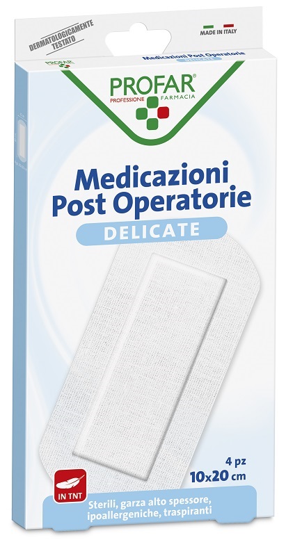 MEDICAZIONE POST OPERATORIA STERILE GARZA ANTIADERENTE 10X20 CM 4 PEZZI PROFAR - Farmapre