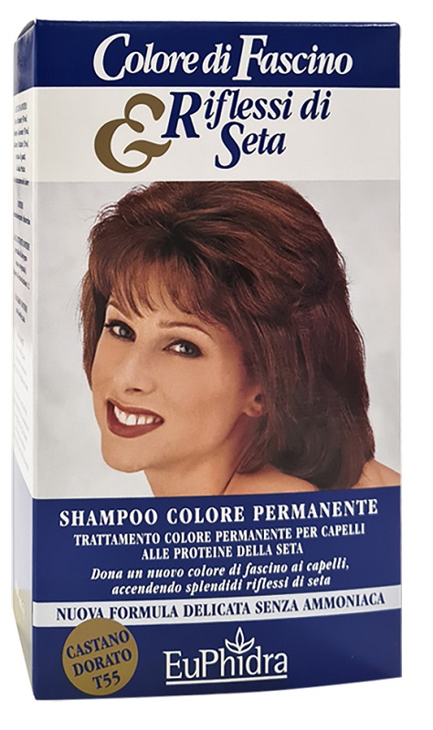 EUPHIDRA COLORE DI FASCINO & RIFLESSI DI SETA SHAMPOO COLORE PERMANENTE 55 CASTANO DORATO 120 ML - Farmapre