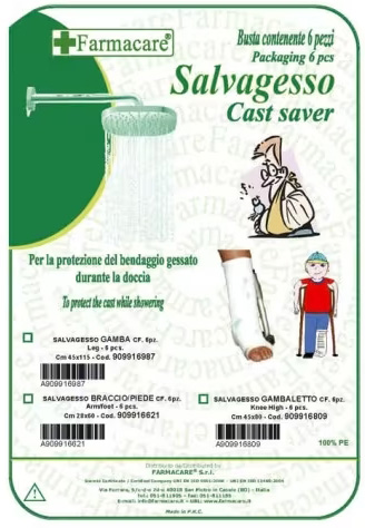 SALVAGESSO PER GAMBALETTO UTILE PER LA PROTEZIONE DEL GESSO DURANTE LA DOCCIA 6 PEZZI - Farmapre
