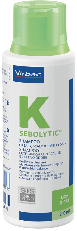 SEBOLYTIC SHAMPOO CUTE GRASSA CON SCAGLIE E CATTIVO ODORE CANE E GATTO 200 ML - Farmapre