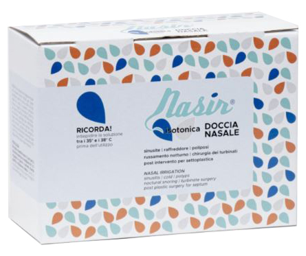 NASIR DOCCIA NASALE CON SOLUZIONE FISIOLOGICA ISOTONICA 10 SACCHE 250 ML + 1 BLISTER - Farmapre