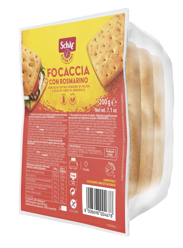 SCHAR FOCACCIA CON ROSMARINO SENZA LATTOSIO 200 G - Farmapre