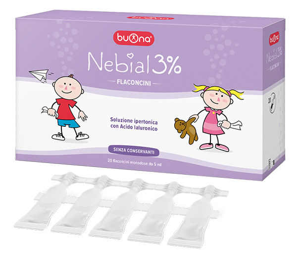 NEBIAL FLACONCINI SOLUZIONE SALINA IPERTONICA DI SODIO CLORURO AL 3% CON ACIDO IALURONICO 20X5 ML - Farmapre