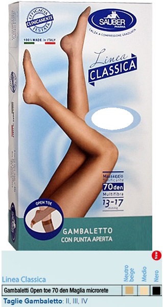 SAUBER GAMBALETTO OPEN TOE MAGLIA MICRORETE 70 DEN COLORE MEDIO TAGLIA 4 LINEA CLASSICA - Farmapre