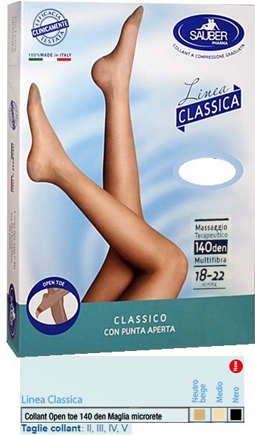 SAUBER COLLANT OPEN TOE MAGLIA MICRORETE 140 DEN COLORE MEDIO TAGLIA 2 LINEA CLASSICA - Farmapre