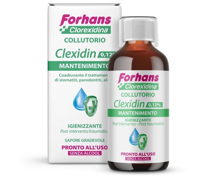 FORHANS COLLUTORIO CON CLOREXIDINA 0,12 CLEXIDIN SENZA ALCOOL 200 ML - Farmapre