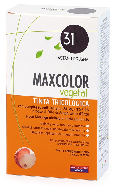 MAXCOLOR VEGETAL TINTA TRICOLOGICA 31 CASTANO PRUGNA 140 ML - Farmapre