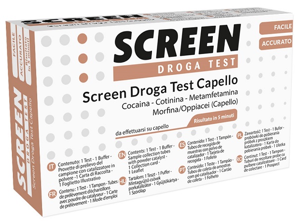 SCREEN DROGA TEST 4 SOSTANZE TRAMITE CAPELLI TEST ANTIDROGA CAPELLO - Farmapre