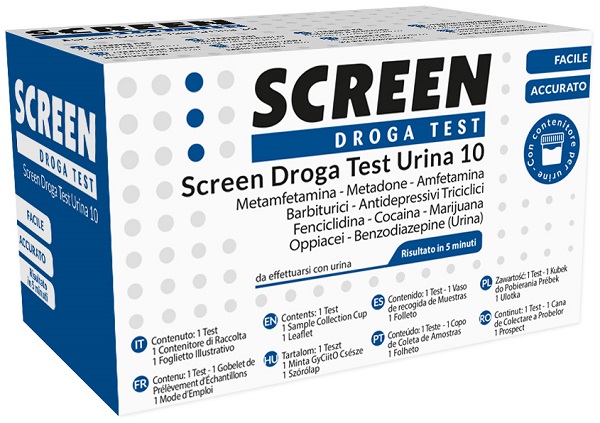 SCREEN DROGA TEST 10 DROGHE TEST ANTIDROGA CON CONTENITORE URINA - Farmapre