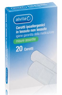 ALVITA CEROTTO IN TESSUTO NON TESSUTO ESTENSIBILE BIANCO CON TAMPONE ANTISETTICO ASSORTITO 20 PEZZI - Farmapre