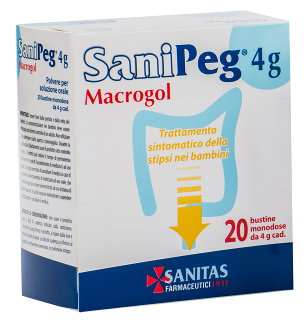 SANIPEG MACROGOL POLVERE PER SOLUZIONE ORALE 20 BUSTINE DA 4 G - Farmapre