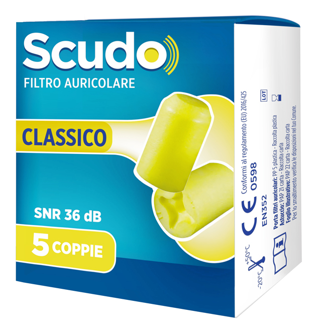 SCUDO FILTRO AURICOLARE CLASSICO SNR 36 DB 7-12MM 5 PAIA - Farmapre