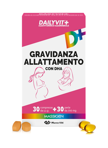 MASSIGEN GRAVIDANZA ALLATTAMENTO CON ACIDO FOLICO MULTIVITAMINICO E MULTIMINERALE 30 COMPRESSE RIVESTITE DA 1,1 G + 30 PERLE DA 700 MG - Farmapre
