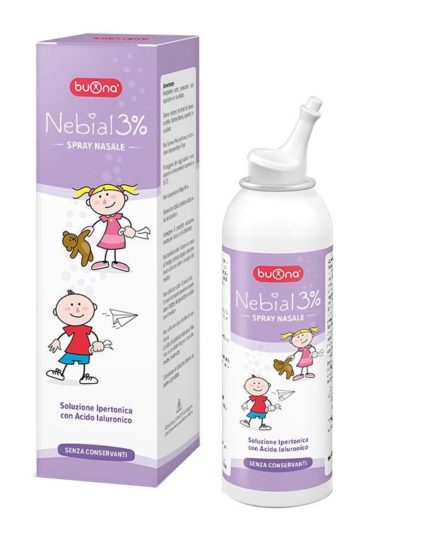 NEBIAL SOLUZIONE SALINA IPERTONICA DI SODIO CLORURO AL 3% CON ACIDO IALURONICO SPRAY NASALE 100 ML - Farmapre