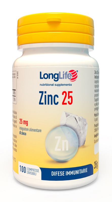 LONGLIFE ZINC 25 MG 100 COMPRESSE DIVISIBILI - Farmapre
