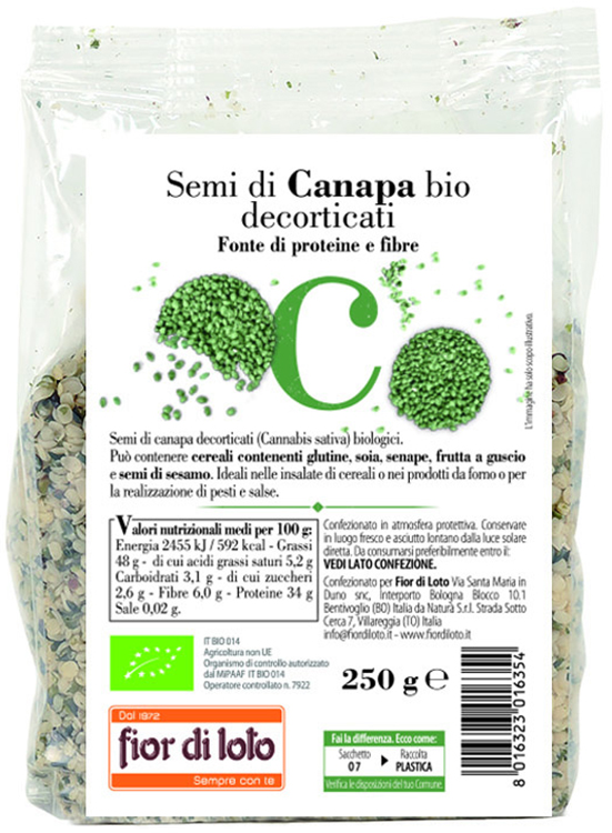 SEMI CANAPA DECORTICATA BIO 250 G - Farmapre