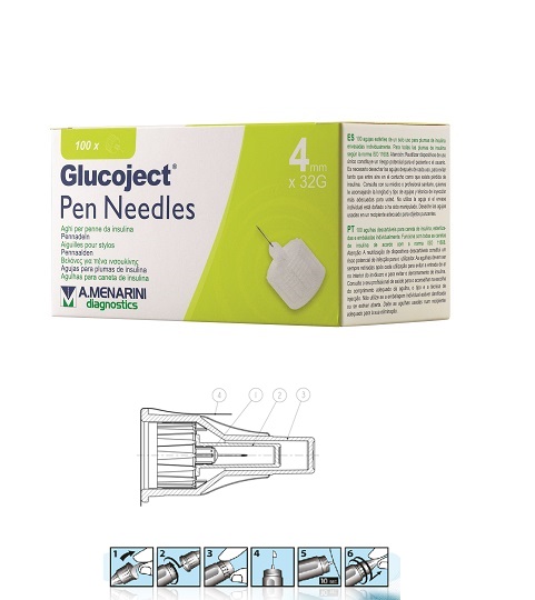AGO PER PENNA DA INSULINA GLUCOJECT LUNGHEZZA 4 MM GAUGE 32 100 PEZZI - Farmapre