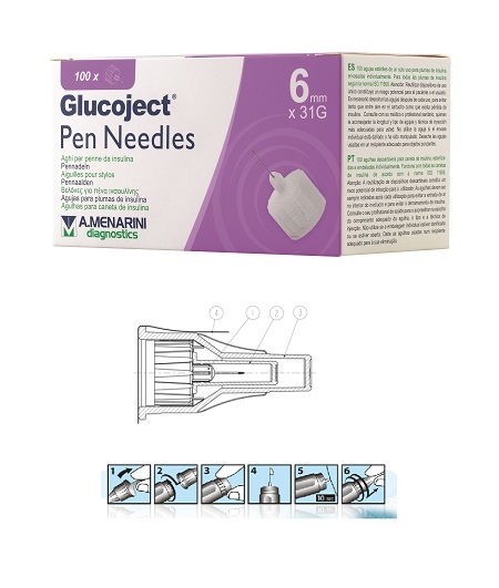 AGO PER PENNA DA INSULINA GLUCOJECT LUNGHEZZA 6 MM GAUGE 31 100 PEZZI - Farmapre