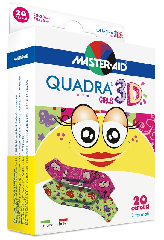 CEROTTO MASTER-AID QUADRA 3D GIRLS 20 PEZZI ASSORTITI - Farmapre