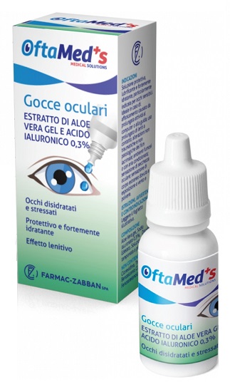 OFTAMED'S GOCCE OCULARI OCCHI DISIDRATATI E STRESSATI ESTRATTO ALOE VERA GEL E ACIDO IALURONICO 0,3% 10 ML - Farmapre