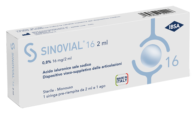 SIRINGA INTRA-ARTICOLARE SINOVIAL 16 ACIDO IALURONICO SALE SODICO 0,8% 16MG/2ML 2ML + AGO 21 GAUGE - Farmapre