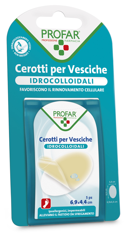 CEROTTO VESCICHE IDROCOLLOIDALE PROFAR 6,9X4,4 5 PEZZI - Farmapre