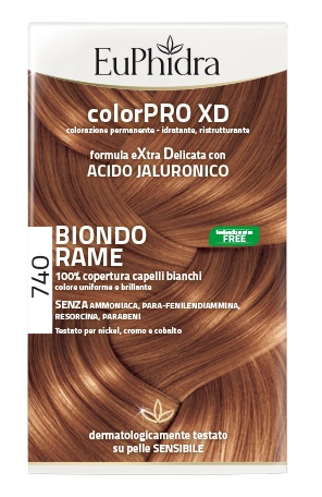 EUPHIDRA COLORPRO XD 740 BIONDO RAME GEL COLORANTE CAPELLI IN FLACONE + ATTIVANTE + BALSAMO + GUANTI - Farmapre