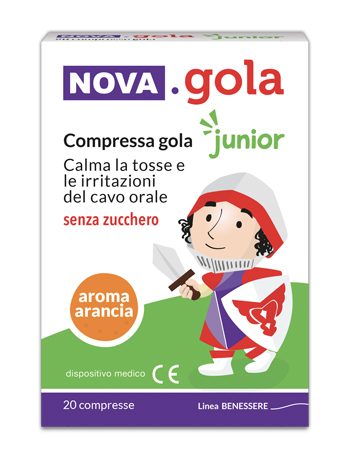 NOVA GOLA JUNIOR ARANCIA 20 COMPRESSE SENZA ZUCCHERO - Farmapre
