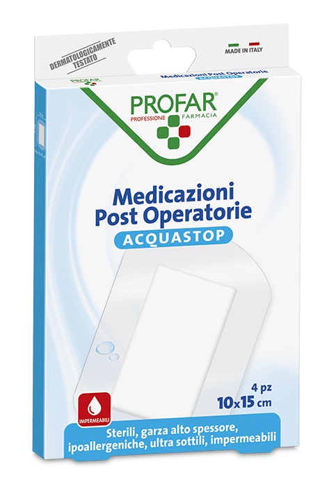 ACQUASTOP MEDICAZIONE POST OPERATORIA 10X15 CM PROFAR MED 4 PEZZI - Farmapre