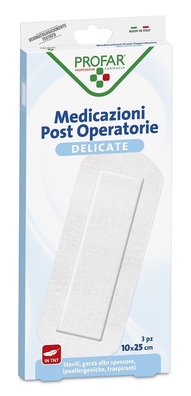 MEDICAZIONE POST OPERATORIA STERILE GARZA ANTIADERENTE 10X25 CM 3 PEZZI PROFAR - Farmapre