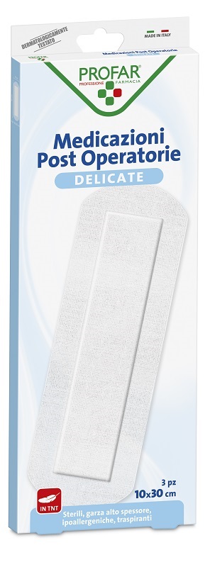 MEDICAZIONE POST OPERATORIA STERILE GARZA ANTIADERENTE 10X30 CM 3 PEZZI PROFAR - Farmapre