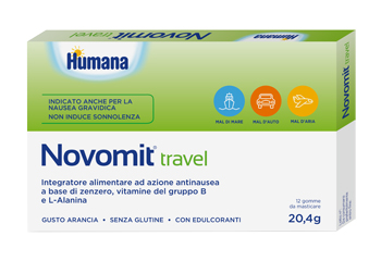 NOVOMIT TRAVEL 12 GOMME DA MASTICARE GUSTO ARANCIA - Farmapre
