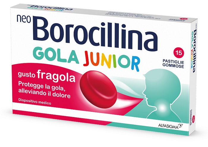 NEOBOROCILLINA GOLA JUNIOR 15 PASTIGLIE GUSTO FRAGOLA - Farmapre
