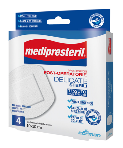 MEDICAZIONE POST OPERATORIA MEDIPRESTERIL DELICATA TNT 10X10CM 5 PEZZI - Farmapre
