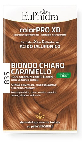 EUPHIDRA COLORPRO GEL COLORANTE CAPELLI XD 835 CARAMELLO 50 ML + ATTIVANTE + BALSAMO + GUANTI - Farmapre