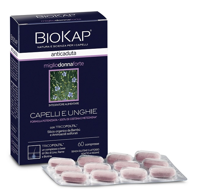 BIOKAP ANTICADUTA MIGLIO DONNA FORTE CON TRICOFOLTIL 60 COMPRESSE - Farmapre