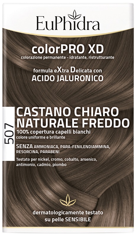 EUPHIDRA COLORPRO XD 507 CASTANO CHIARO NATURALE F COLORE + ATTIVANTE + BALSAMO + CUFFIA + GUANTI - Farmapre