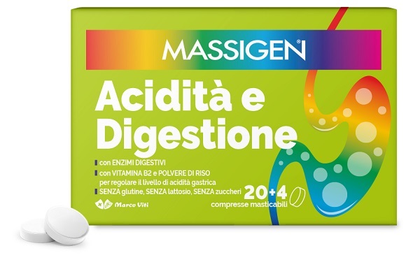 MASSIGEN ACIDITA' E DIGESTIONE 24 COMPRESSE MASTICABILI - Farmapre