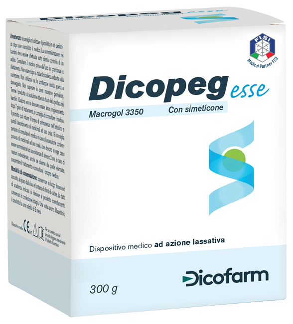POLIMERO INERTE IDROSOLUBILE MACROGOL 3350 DICOPEG ESSE CON SIMETICONE PER TRATTAMENTO STIPSI POLVERE 300 G - Farmapre