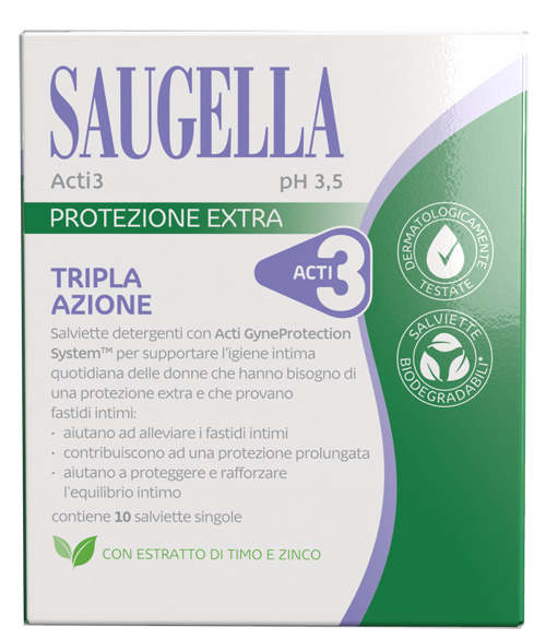 SAUGELLA ACTI3 SALVIETTINE 10 PEZZI - Farmapre