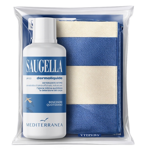 SAUGELLA MEDITERRANEA BUNDLE DERMOLIQUIDO 500 ML + GADGET POCHETTE - Farmapre