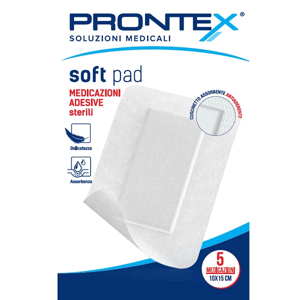 MEDICAZIONE ADESIVA STERILE PRONTEX SOFT PAD 10X15 CM 5 PEZZI - Farmapre