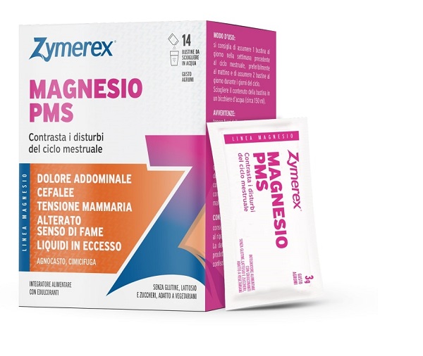 ZYMEREX MAGNESIO PMS 14 BUSTINE DA 3 G GUSTO AGRUMI CON EDULCORANTI SENZA ZUCCHERI SENZA GLUTINE SENZA LATTOSIO - Farmapre