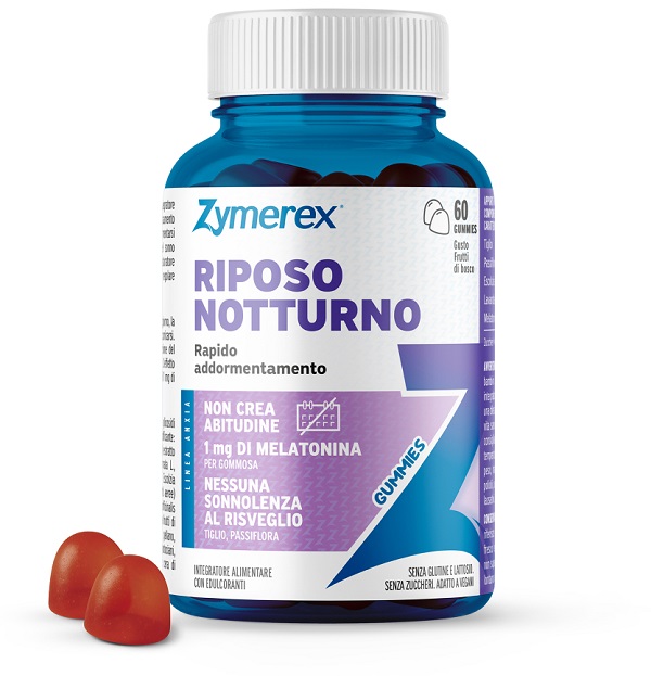 ZYMEREX RIPOSO NOTTURNO 60 GUMMIES GUSTO FRUTTI DI BOSCO CON EDULCORANTI SENZA ZUCCHERI SENZA GLUTINE SENZA LATTOSIO - Farmapre